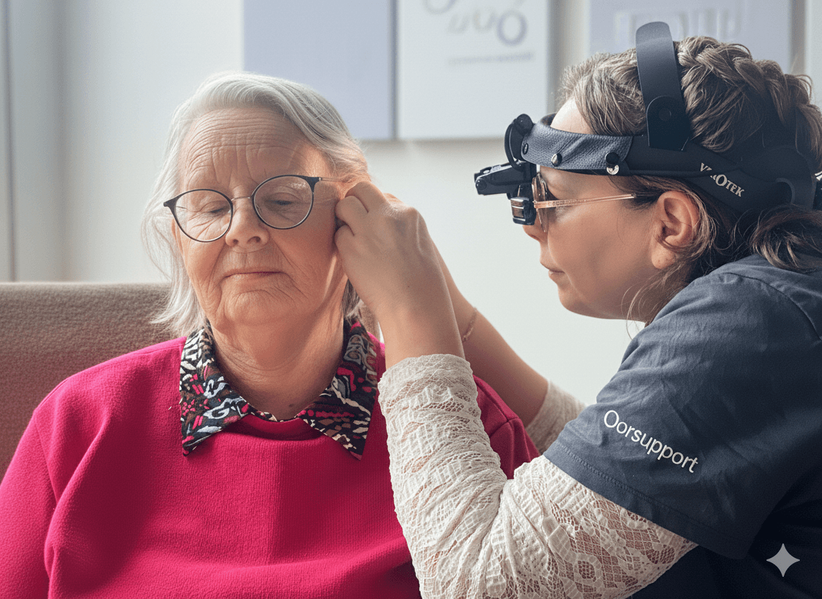 Professionele oorreiniging met microsuctie apparaat